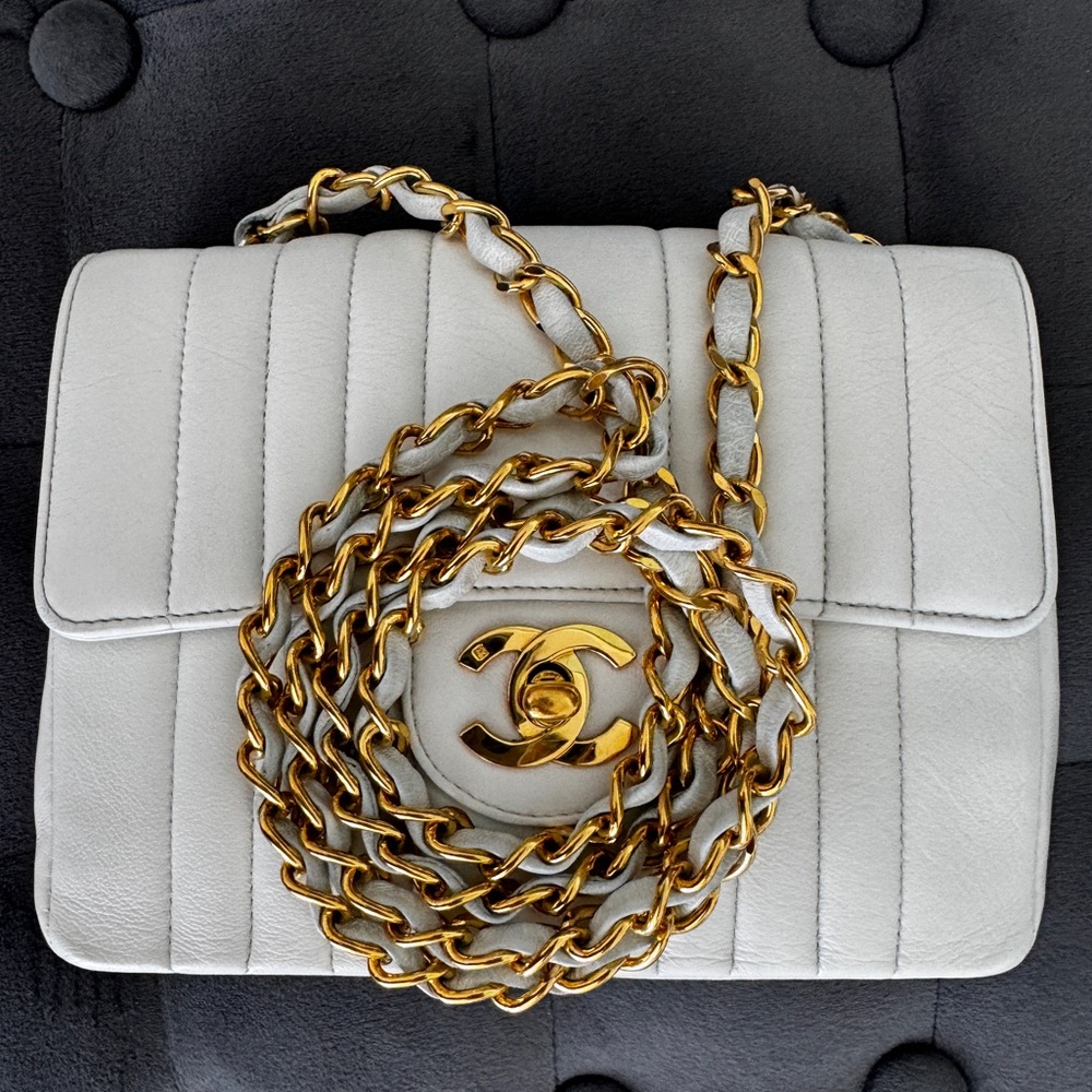 LOT 1290 24K gold plated CHANEL vintage mademoiselle mini square